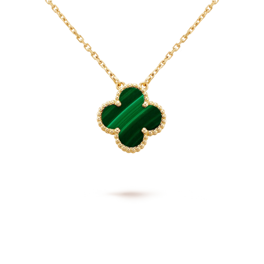 DIANA CLOVER 15MM MALACHITE SINGLE FLOWER  NECKLACE
