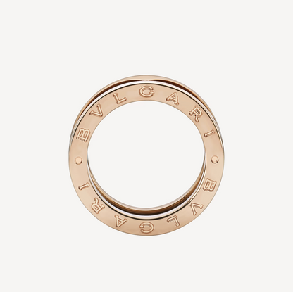 DIANA ZERO 1 TWO-BAND LOOPS AND BLACK CERAMIC PINK GOLD RING