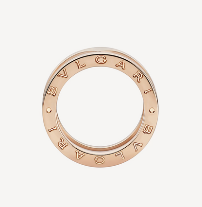 DIANA ZERO 1 TWO-BAND LOOPS AND WHITE CERAMIC SPIRAL PINK GOLD RING