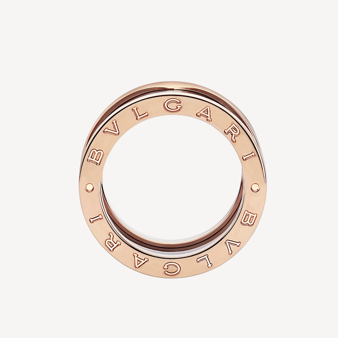 DIANA ZERO 1 FOUR-BAND LOOPS AND BLACK CERAMIC SPIRAL PINK GOLD RING