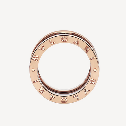 DIANA ZERO 1 FOUR-BAND LOOPS AND BLACK CERAMIC SPIRAL PINK GOLD RING