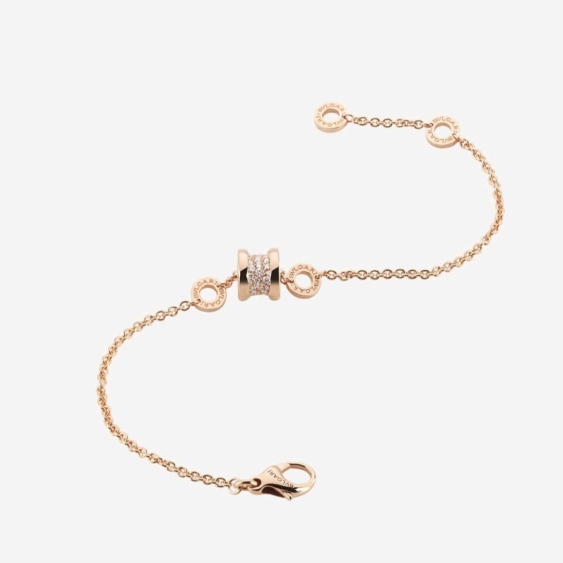DIANA ZERO 1 SOFT PINK GOLD WITH PAVED DIAMONDS ON THE SPIRAL BRACELET