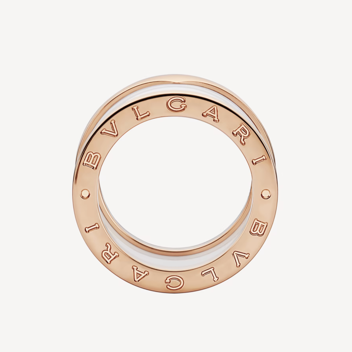 DIANA ZERO 1 FOUR-BAND LOOPS AND WHITE CERAMIC SPIRAL PINK GOLD RING
