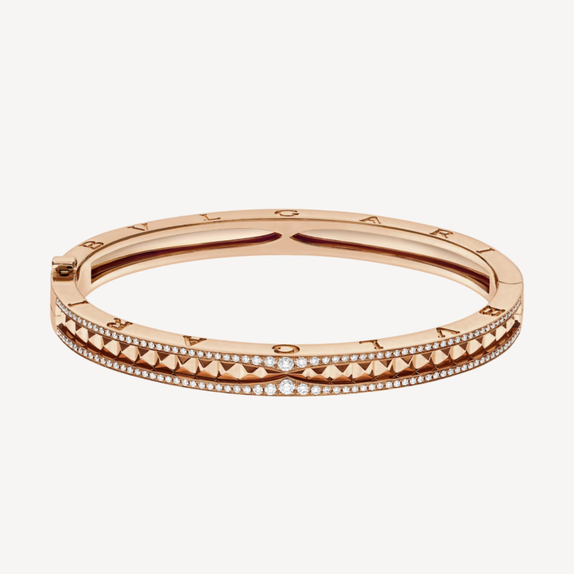 DIANA ZERO 1 SPIRAL AND PAVED DIAMOND PINK GOLD BRACELET