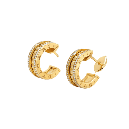 DIANA ZERO 1 ROCK GOLD EARRINGS WITH STUDDED SPIRAL AND PAVED DIAMONDS