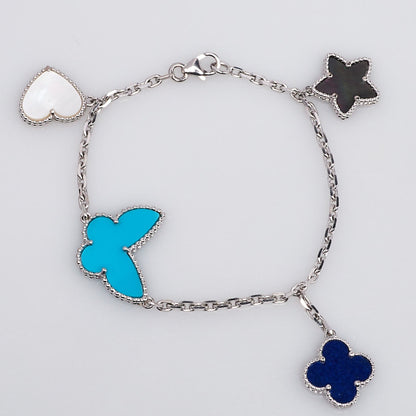 DIANA LUCKY SPRING SILVER BRACELET 4 MOTIF