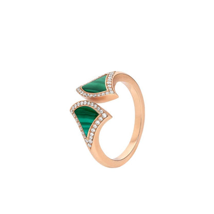DIANA DREAM MALACHITE DIAMOND OPEN RING