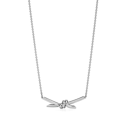 KNOT PENDANT SILVER DIAMOND NECKLACE