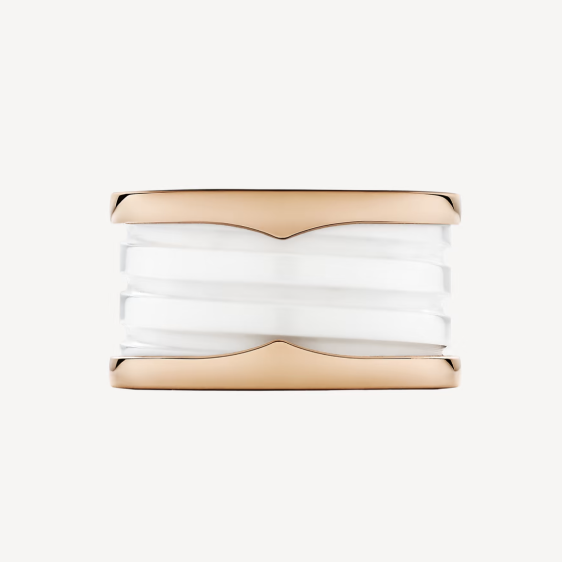 DIANA ZERO 1 FOUR-BAND LOOPS AND WHITE CERAMIC SPIRAL PINK GOLD RING