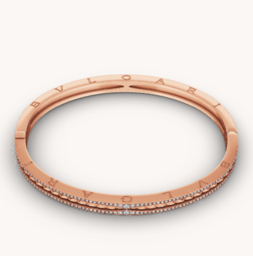 DIANA ZERO 1 SPIRAL AND PAVED DIAMOND PINK GOLD BRACELET