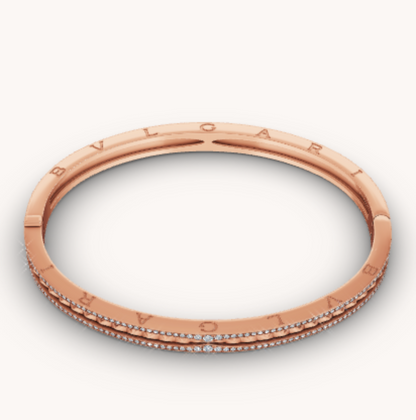 DIANA ZERO 1 SPIRAL AND PAVED DIAMOND PINK GOLD BRACELET
