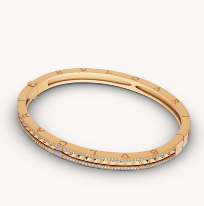 DIANA ZERO 1 SPIRAL AND PAVED DIAMOND GOLD BRACELET