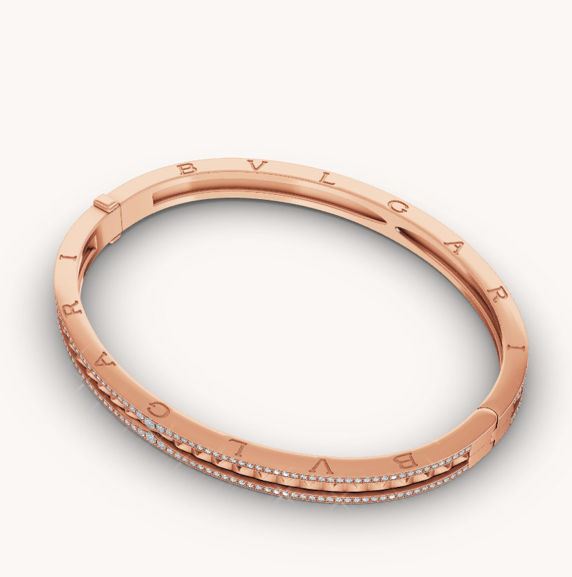 DIANA ZERO 1 SPIRAL AND PAVED DIAMOND PINK GOLD BRACELET
