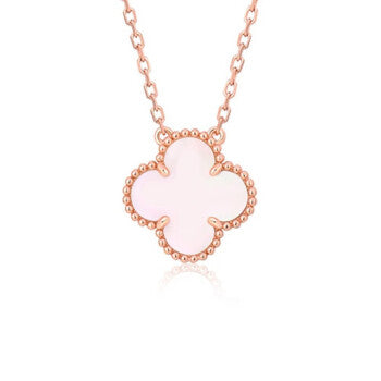 DIANA CLOVER 15MM PINK MOTHER-OF-PEARL SINGLE FLOWER NECKLACE