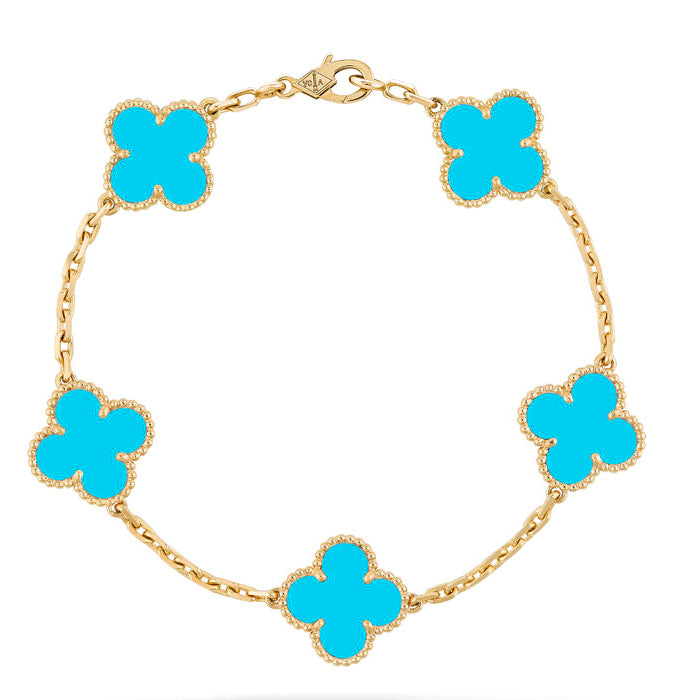 DIANA CLOVER 5 MOTIFS TURQUOISE BRACELET