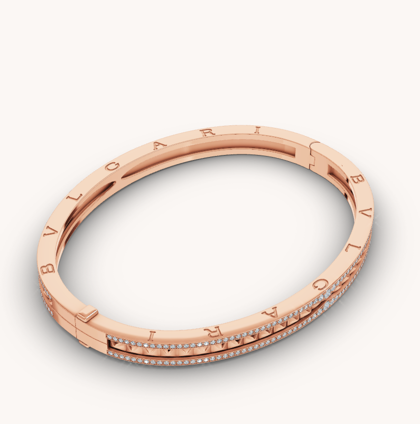 DIANA ZERO 1 SPIRAL AND PAVED DIAMOND PINK GOLD BRACELET