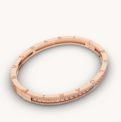 DIANA ZERO 1 SPIRAL AND PAVED DIAMOND PINK GOLD BRACELET