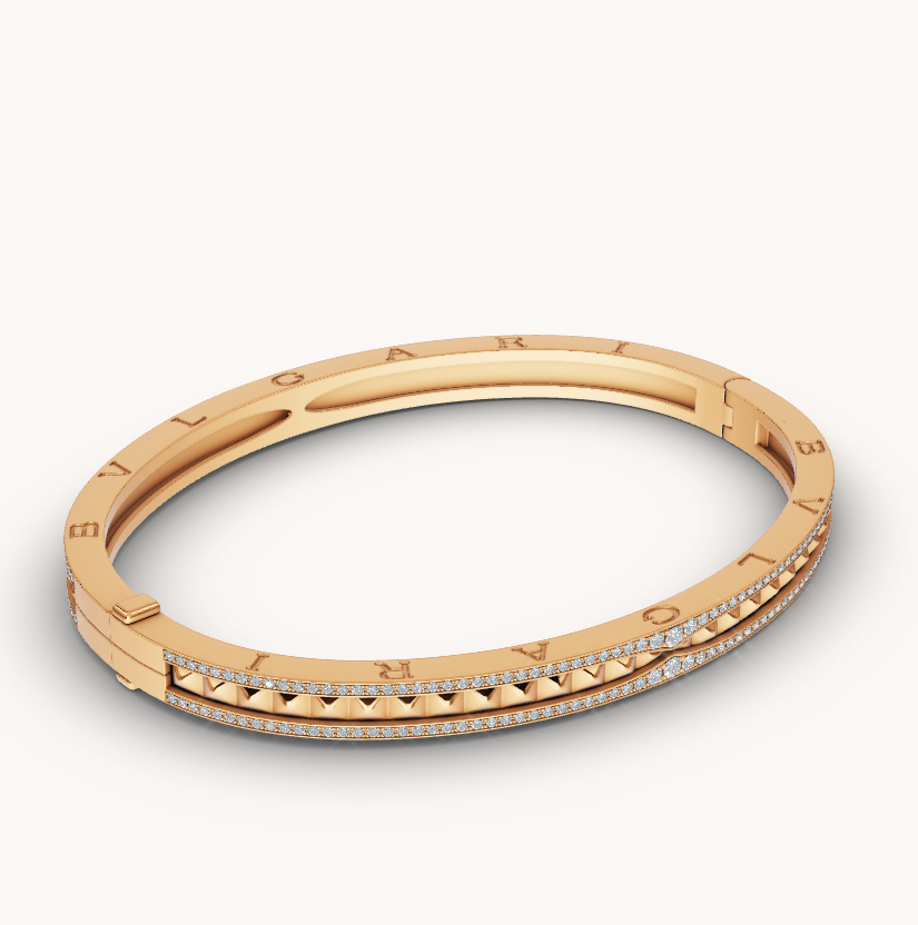 DIANA ZERO 1 SPIRAL AND PAVED DIAMOND GOLD BRACELET