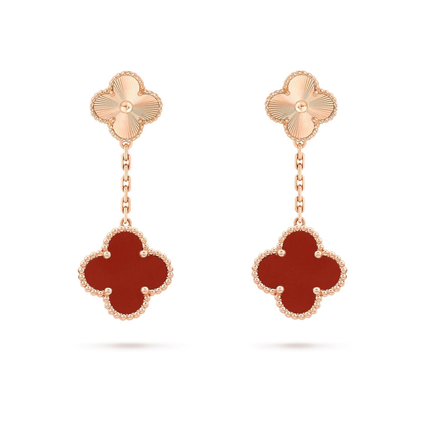 DIANA CLOVER 2 MOTIF  LASER CARNELIAN EARRINGS
