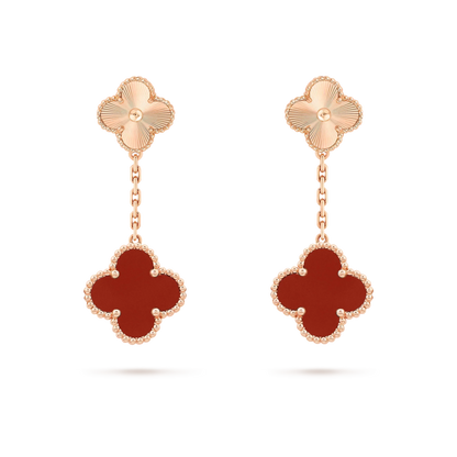 DIANA CLOVER 2 MOTIF  LASER CARNELIAN EARRINGS