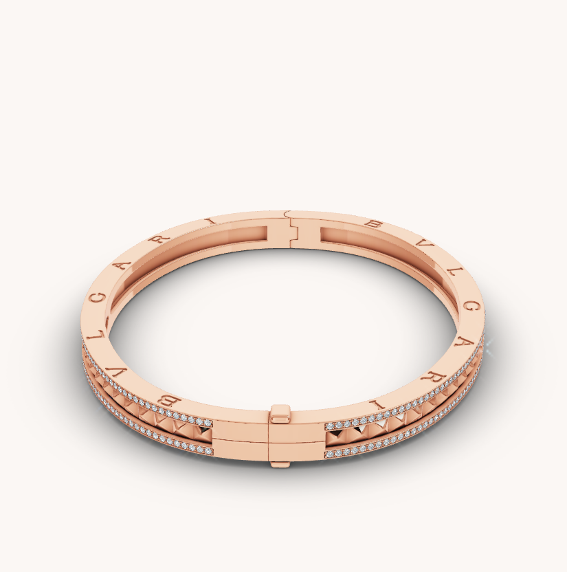 DIANA ZERO 1 SPIRAL AND PAVED DIAMOND PINK GOLD BRACELET