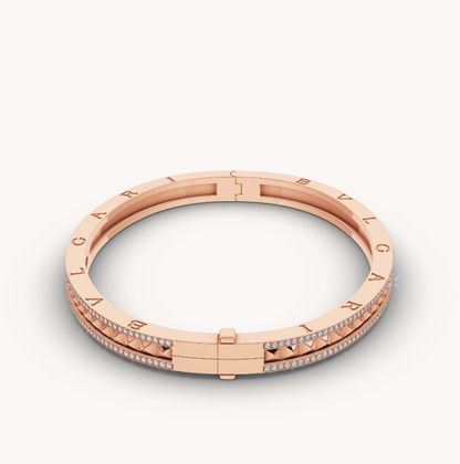 DIANA ZERO 1 SPIRAL AND PAVED DIAMOND PINK GOLD BRACELET