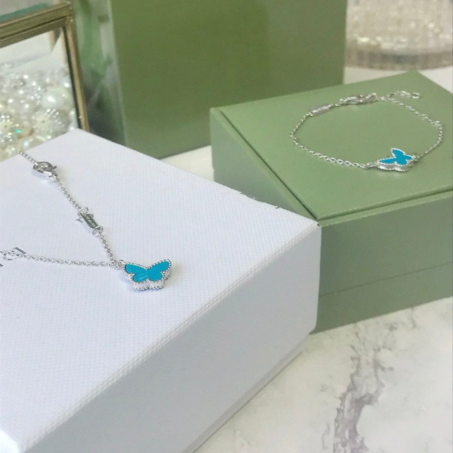 DIANA BUTTERFLY TURQUOISE BUTTERFLY BRACELET SILVER