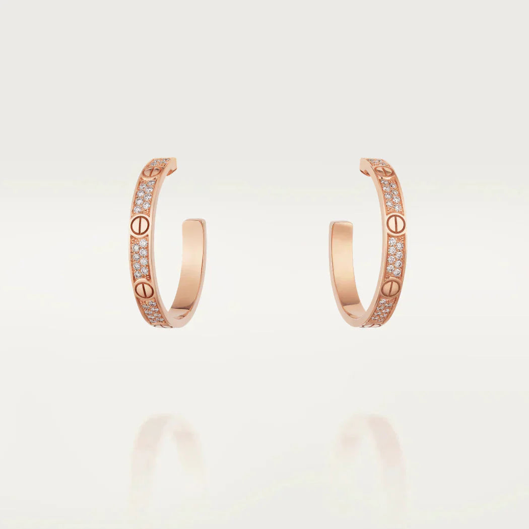 DIANA LOVE DIAMOND PINK GOLD HOOP EARRINGS