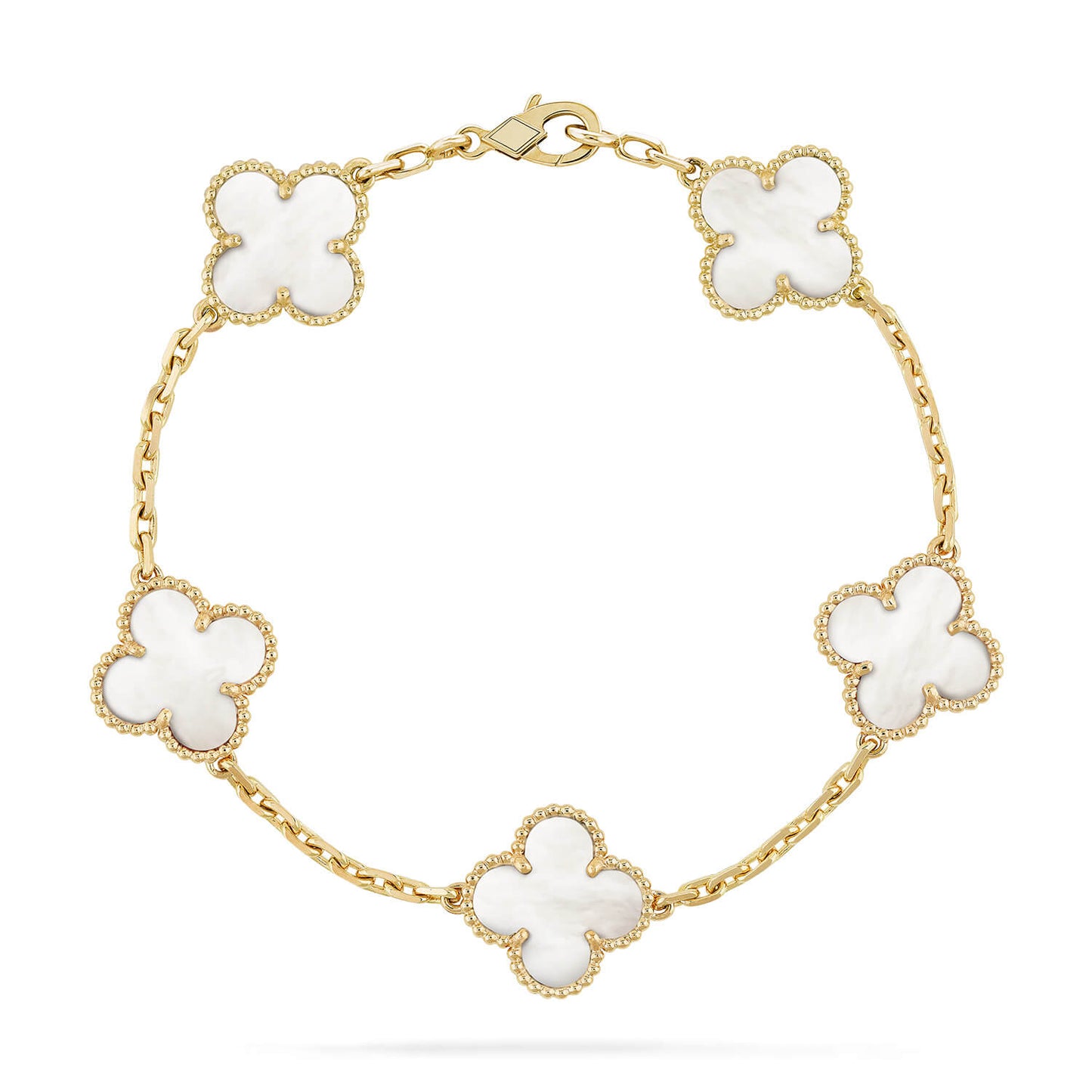 DIANA CLOVER  5 MOTIF WHITE MOP BRACELET