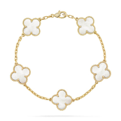 DIANA CLOVER  5 MOTIF WHITE MOP BRACELET