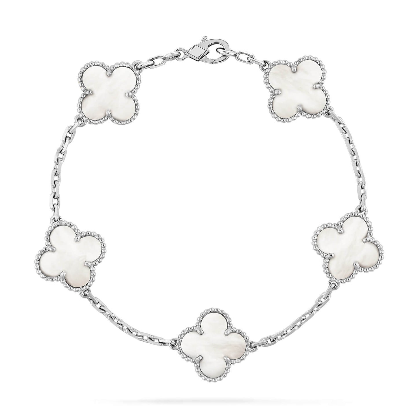 DIANA CLOVER SILVER MOP 5 MOTIF BRACELET