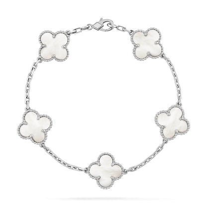 DIANA CLOVER SILVER MOP 5 MOTIF BRACELET