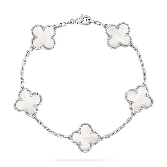 DIANA CLOVER SILVER MOP 5 MOTIF BRACELET