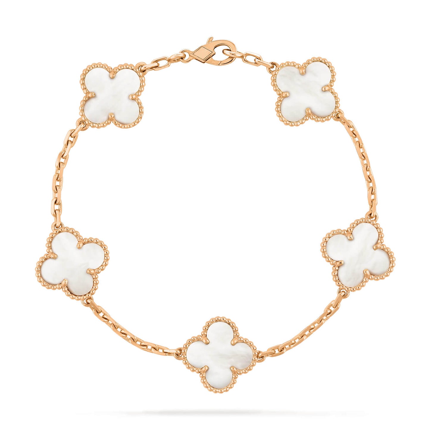 DIANA CLOVER  5 MOTIF WHITE MOP BRACELET