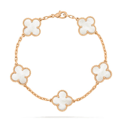 DIANA CLOVER  5 MOTIF WHITE MOP BRACELET