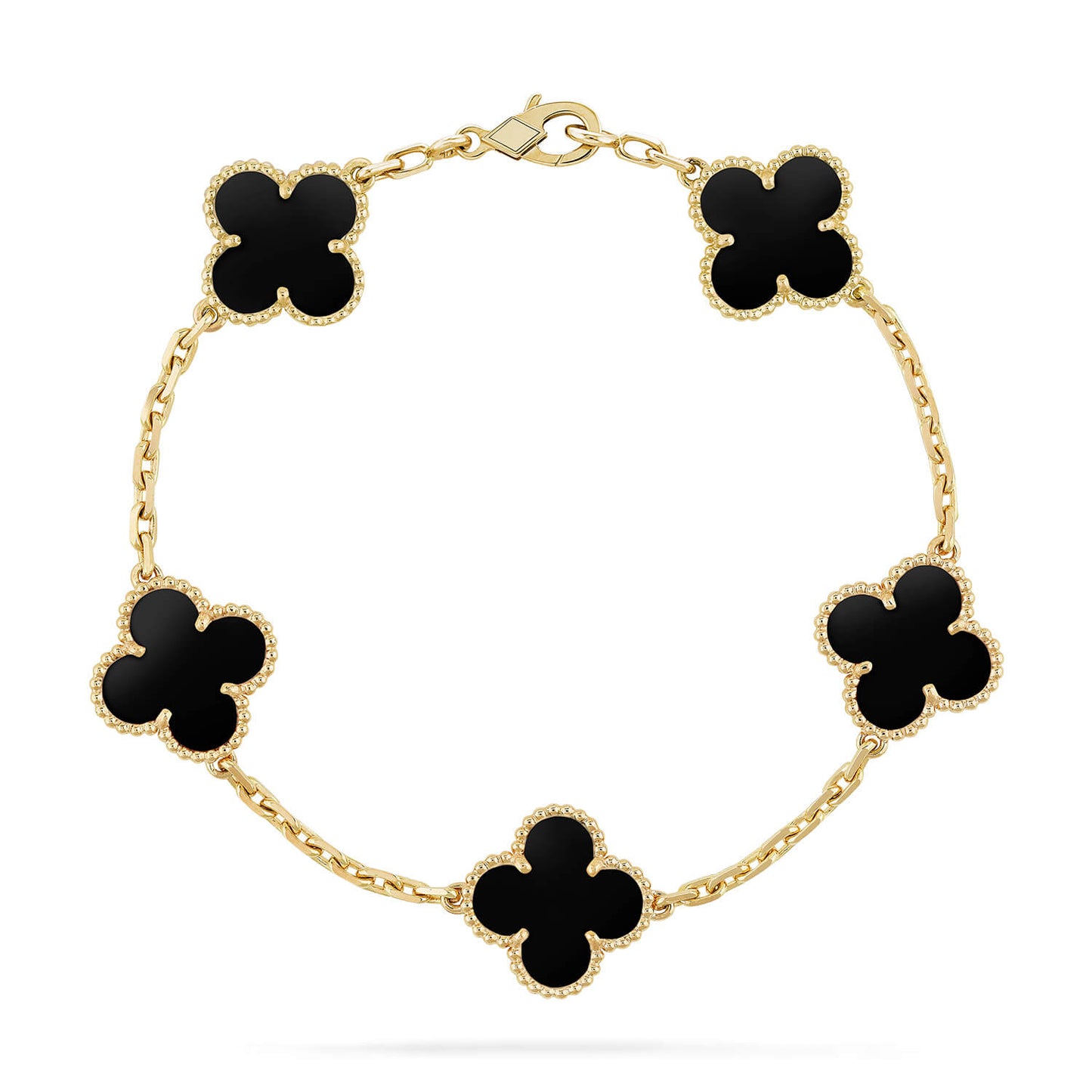 DIANA CLOVER  5 MOTIFS BLACK ONYX BRACELET