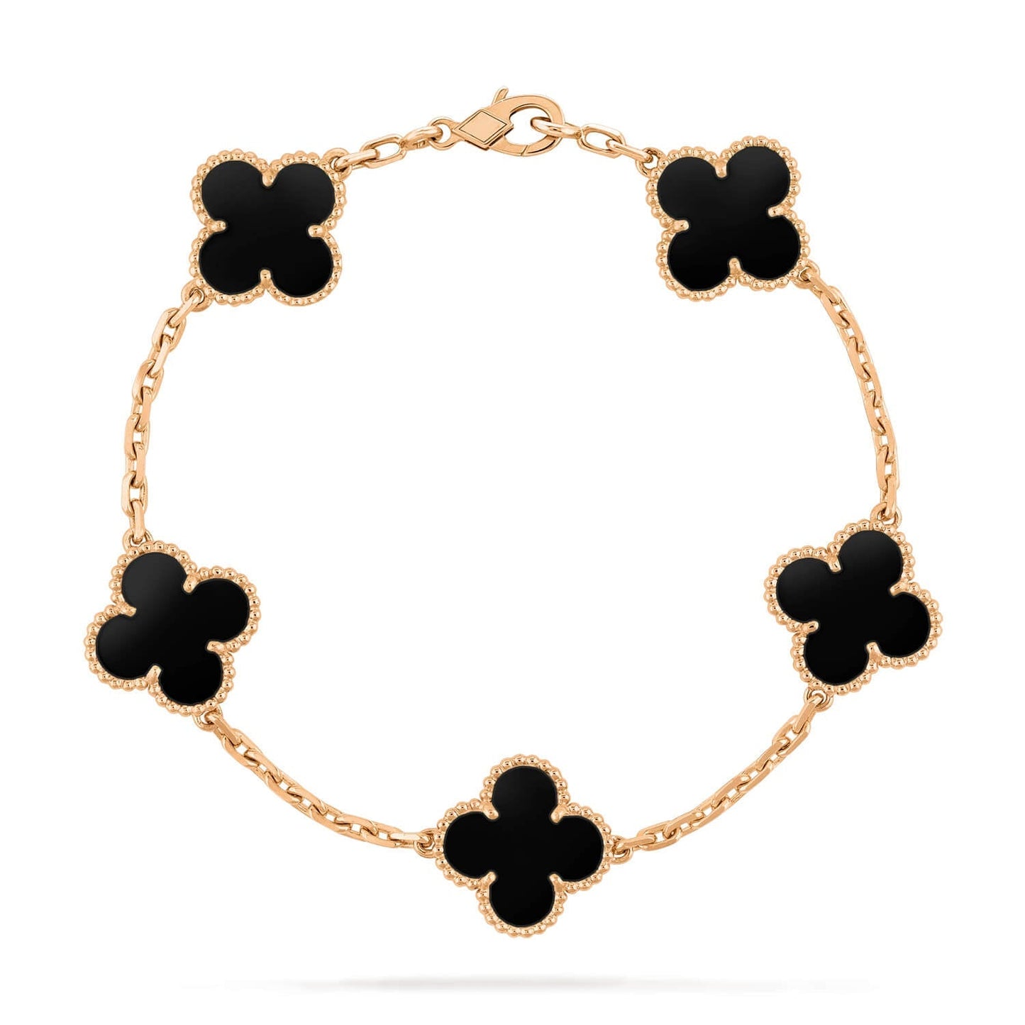 DIANA CLOVER  5 MOTIFS BLACK ONYX BRACELET