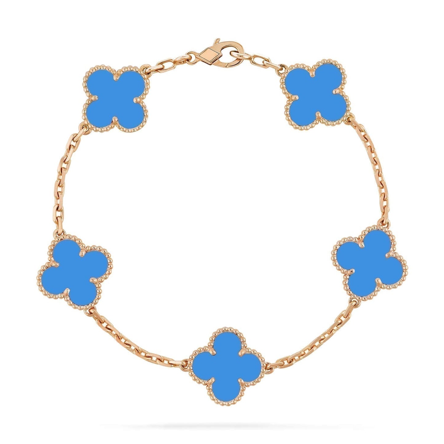 DIANA CLOVER 5 MOTIFS BLUE AGATE BRACELET