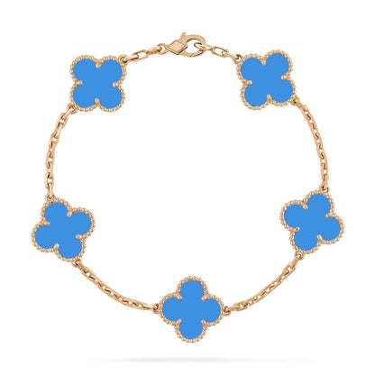 DIANA CLOVER 5 MOTIFS BLUE AGATE BRACELET