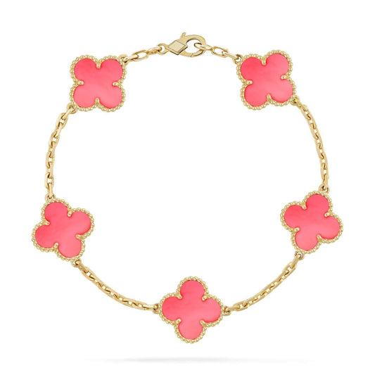 DIANA CLOVER 5 PINK MOP BRACELET