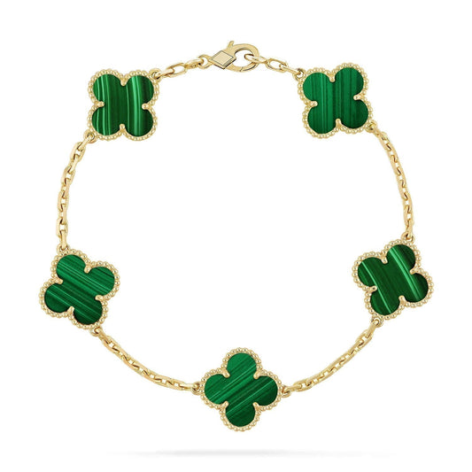DIANA CLOVER 5 MOTIFS MALACHITE BRACELET