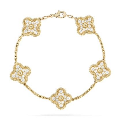 DIANA CLOVER 5 MOTIFS  FULL DIAMOND BRACELET