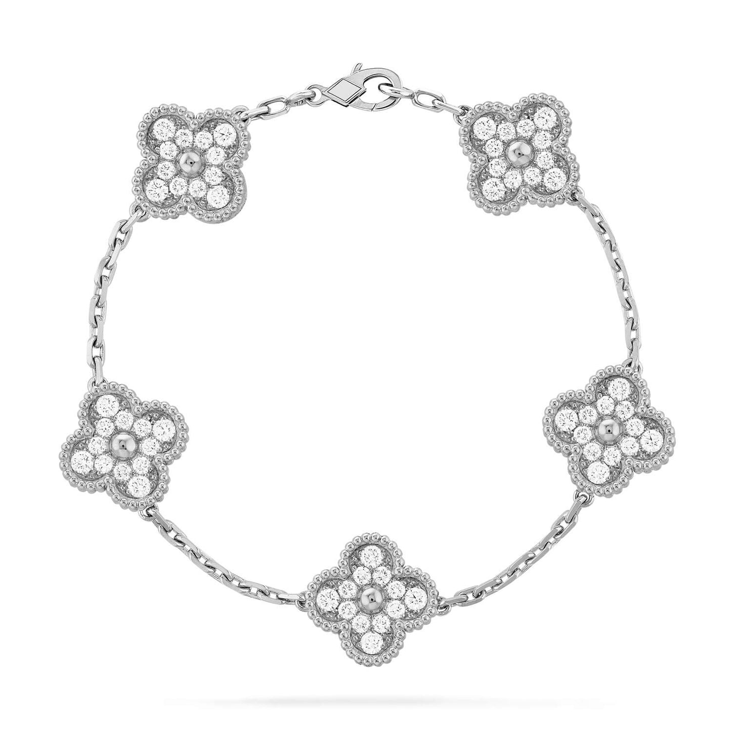 DIANA CLOVER 5 MOTIFS  DIAMOND BRACELET SILVER