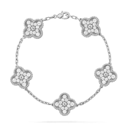 DIANA CLOVER 5 MOTIFS  DIAMOND BRACELET SILVER