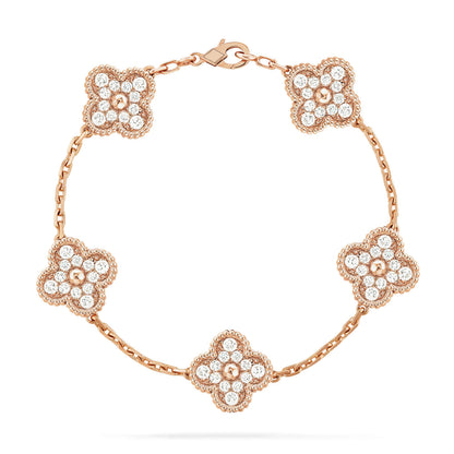 DIANA CLOVER 5 MOTIFS  FULL DIAMOND BRACELET