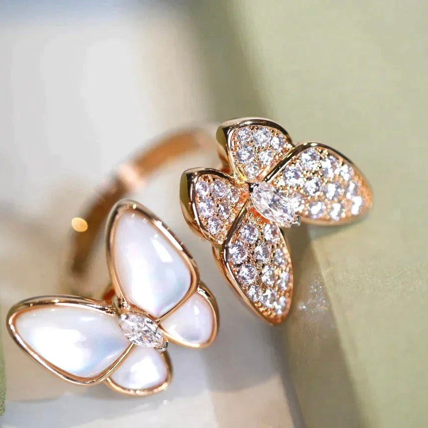 DIANA TWIN BUTTERFLY DIAMOND MOP RING