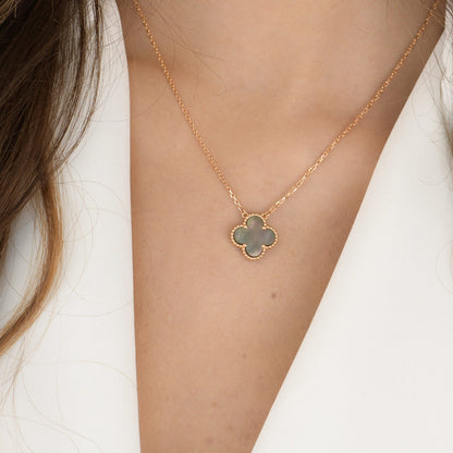 DIANA CLOVER 15MM  GRAY MOTHER OF PEARL NECKLACE