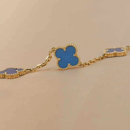 DIANA CLOVER 5 MOTIFS BLUE AGATE BRACELET