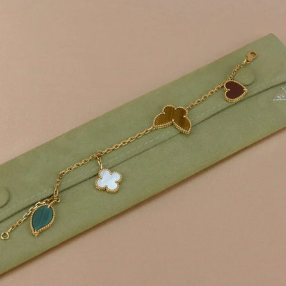 DIANA LUCKY SPRING 5 MOTIF GOLD BRACELET