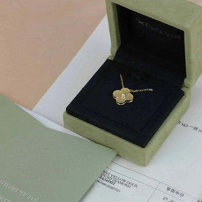 DIANA CLOVER 15MM DIAMOND GOLD MOTHER OF PEARL NECKLACE